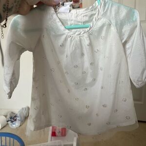 Starting Out White Blouse with Silver Dots